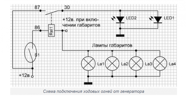Схема подключения дхо через реле от генератора